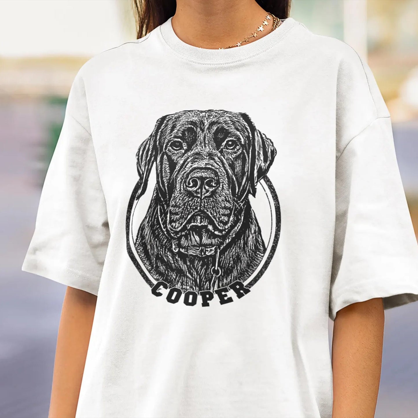 印絵 愛犬・愛猫ペット 写真オーダーメイドTシャツ 線 大きな図案 「Black&White」