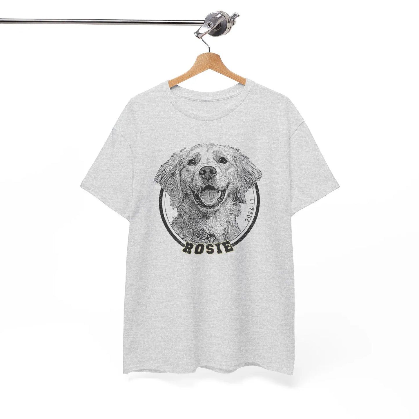 印絵 愛犬・愛猫ペット 写真オーダーメイドTシャツ 線 大きな図案 「Black&White」