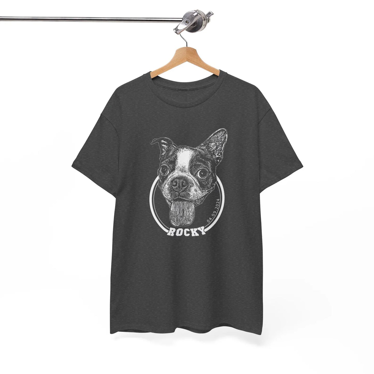 印絵 愛犬・愛猫ペット 写真オーダーメイドTシャツ 線 大きな図案 「Black&White」