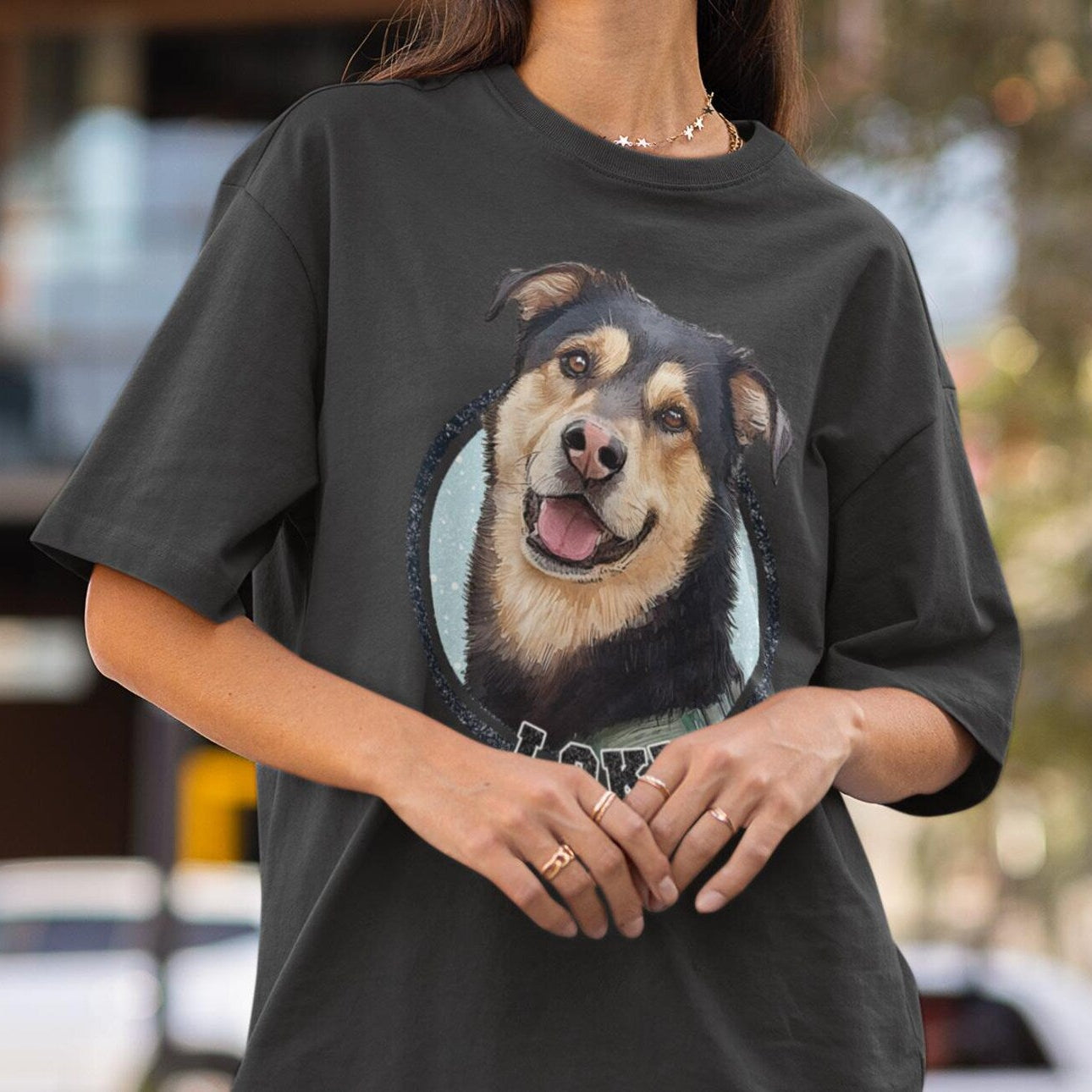 印絵 愛犬・愛猫ペット 写真オーダーメイドTシャツ 線 大きな図案 「カラー」