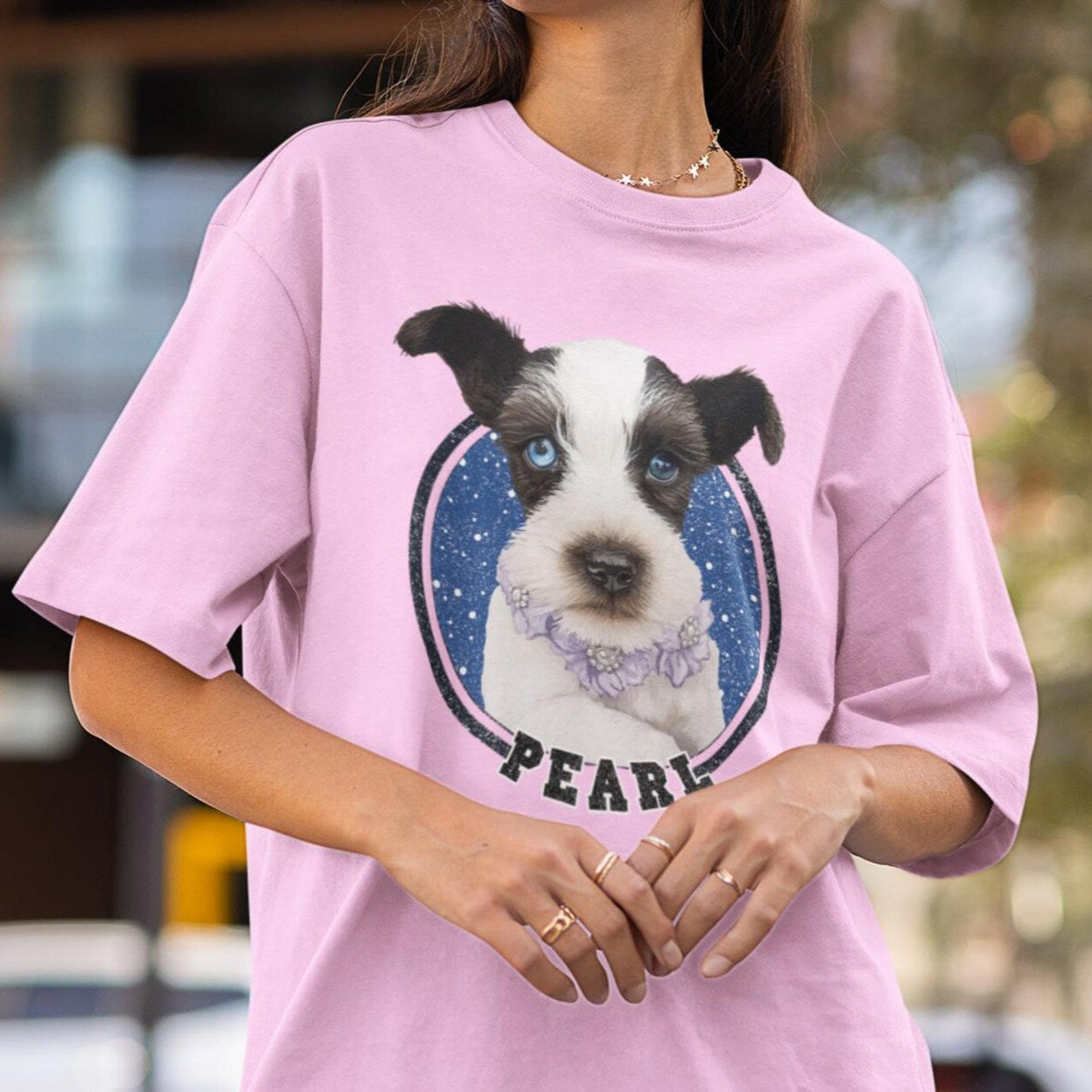 印絵 愛犬・愛猫ペット 写真オーダーメイドTシャツ 線 大きな図案 「カラー」