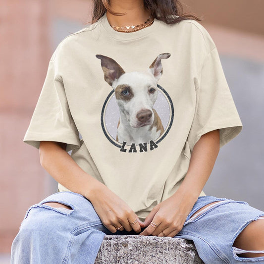 印絵 愛犬・愛猫ペット 写真オーダーメイドTシャツ 線 大きな図案 「カラー」