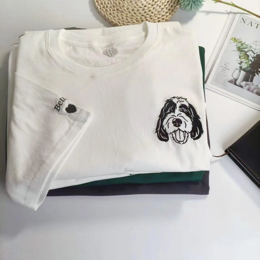 New Arrival! 刺繡です 写真オーダーメイドTシャツ 愛犬・愛猫