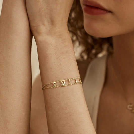 【オーダーメイド】ダブルチェーン 名前刻印ブレスレット