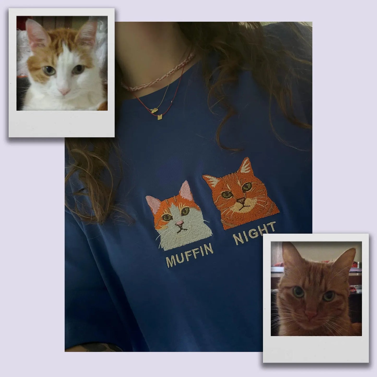 New Arrival! 刺繍 写真オーダーメイドTシャツ 愛犬・愛猫ペット 真ん中