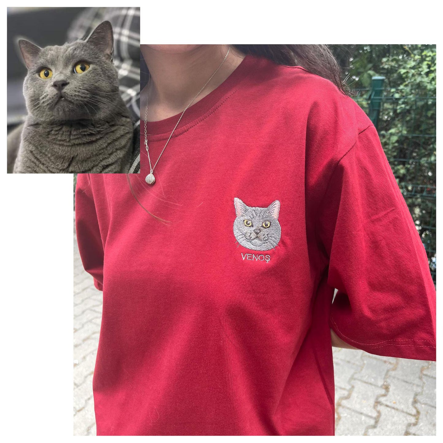 New Arrival! 刺繍 写真オーダーメイドTシャツ 愛犬・愛猫ペット 真ん中