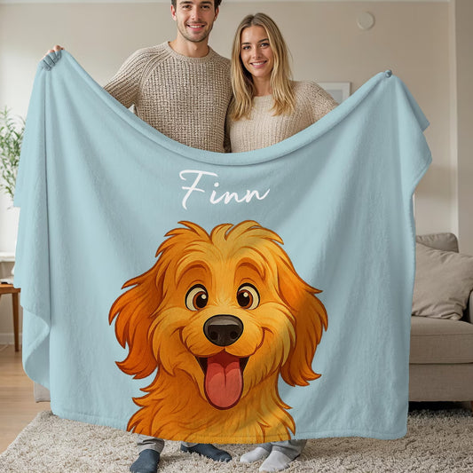 名入れ顔写真ブランケット|ペット ディズニー風のアニメスタイル