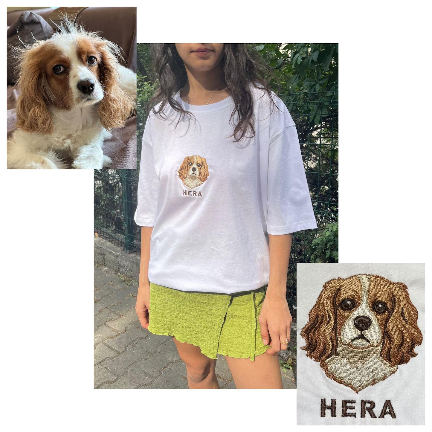 New Arrival! 刺繍 写真オーダーメイドTシャツ 愛犬・愛猫ペット 真ん中