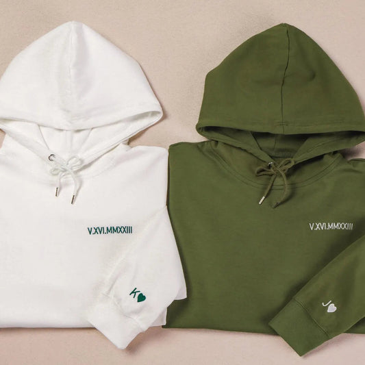 【名入れ可】ローマ数字刺繍 カップルパーカー