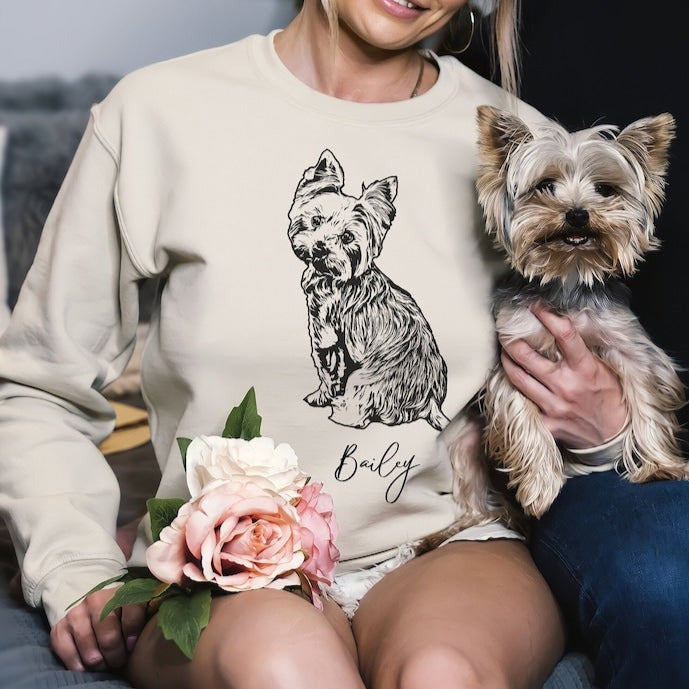 ❤️犬/猫/ペット/子供の写真を入れたカスタマイズされた長袖スウェットシャツ - Fallook