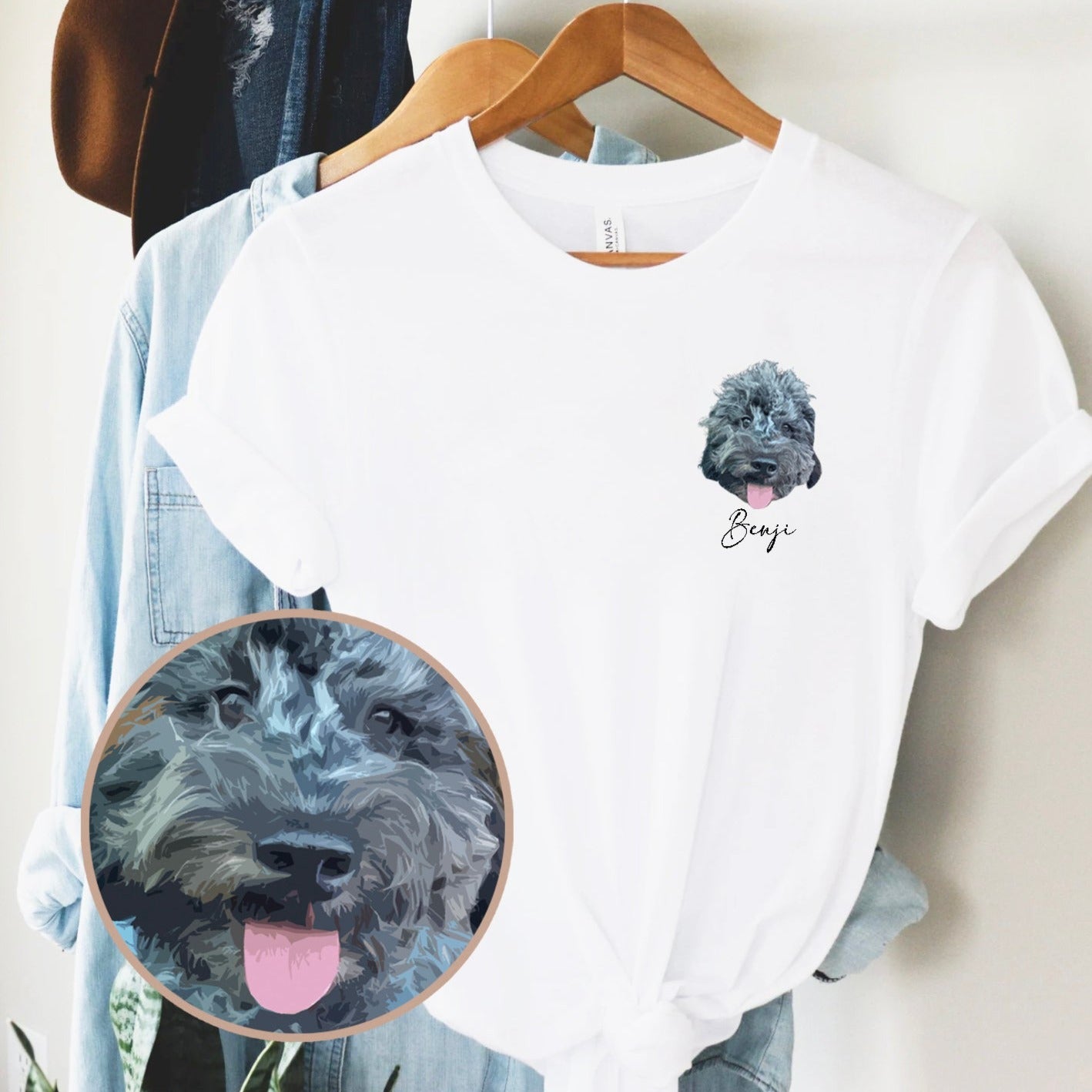 犬·猫 ペットの写真 アバター を入れたカスタマイズされた Tシャツ 大きなアバター カラフル - Fallook