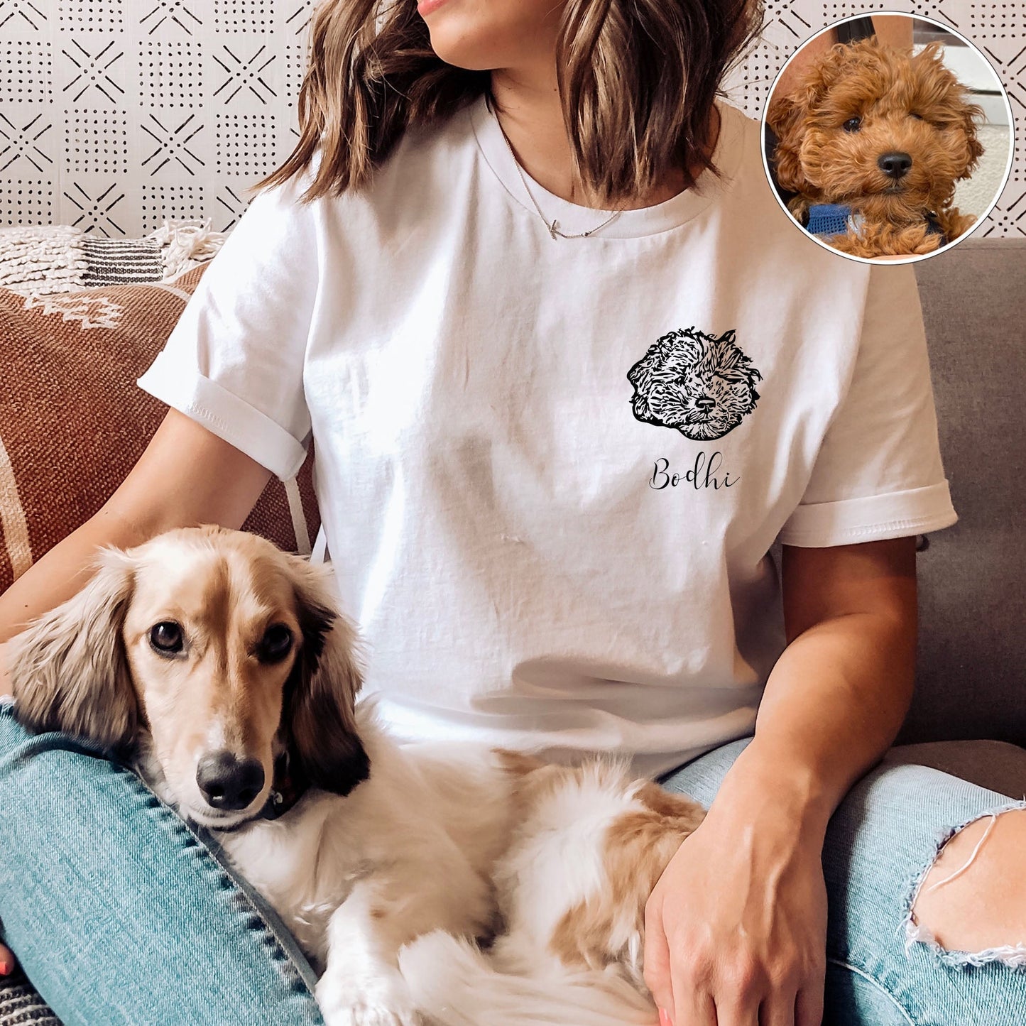 犬/猫/ペット/子供の写真 アバター を入れたカスタマイズされた Tシャツ 大きなアバター - Fallook
