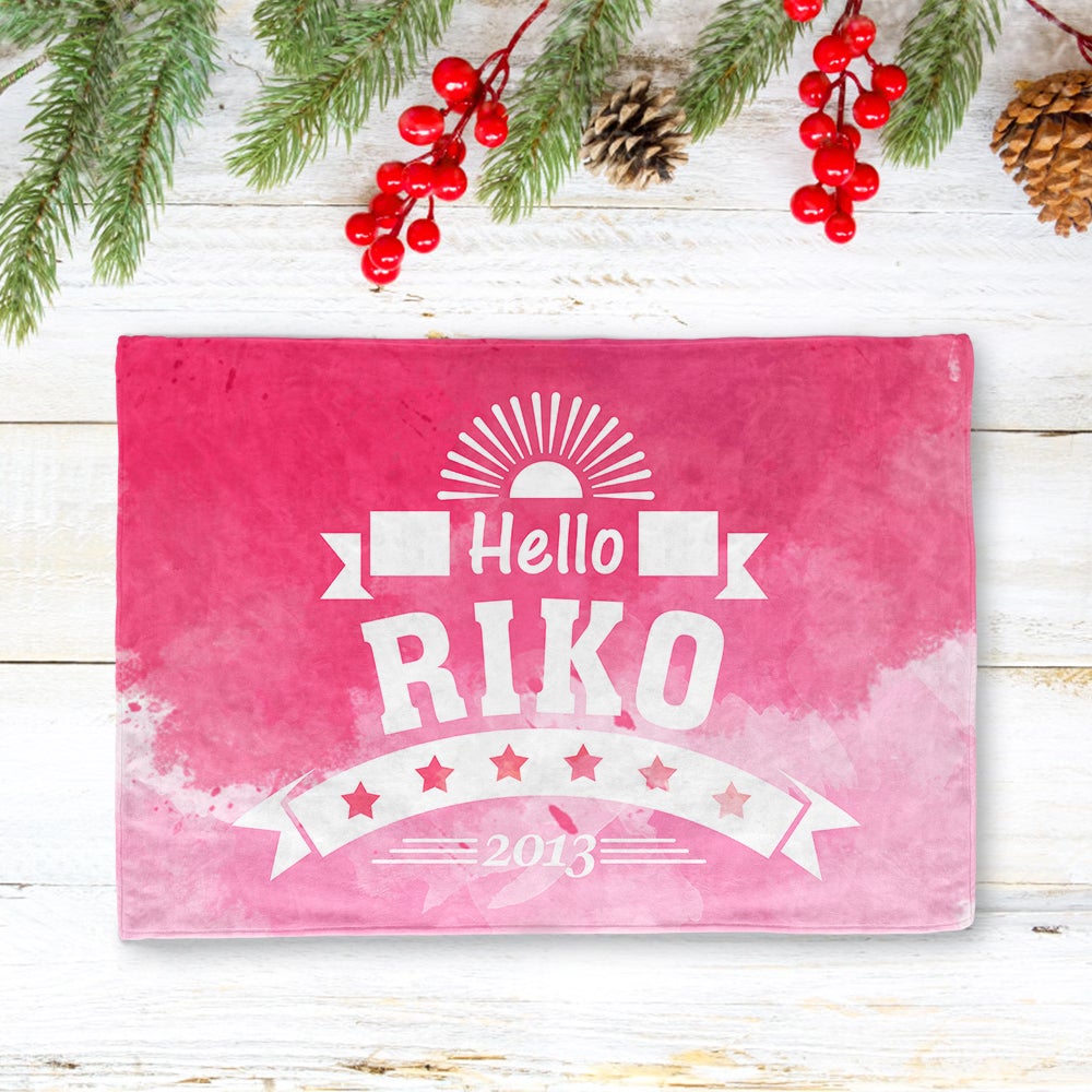 出産祝いに名前と年入りブランケット★ 最高なギフト★ Hello - Fallook