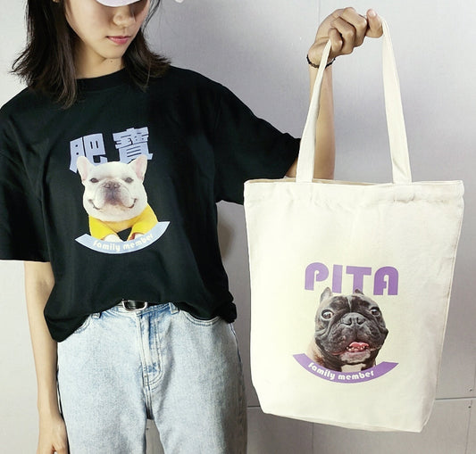 片面印刷♪名入れペット写真による作成トートバッグ♪ お散歩バッグ♪おしゃれバッグ♪ カラーアバター - Fallook