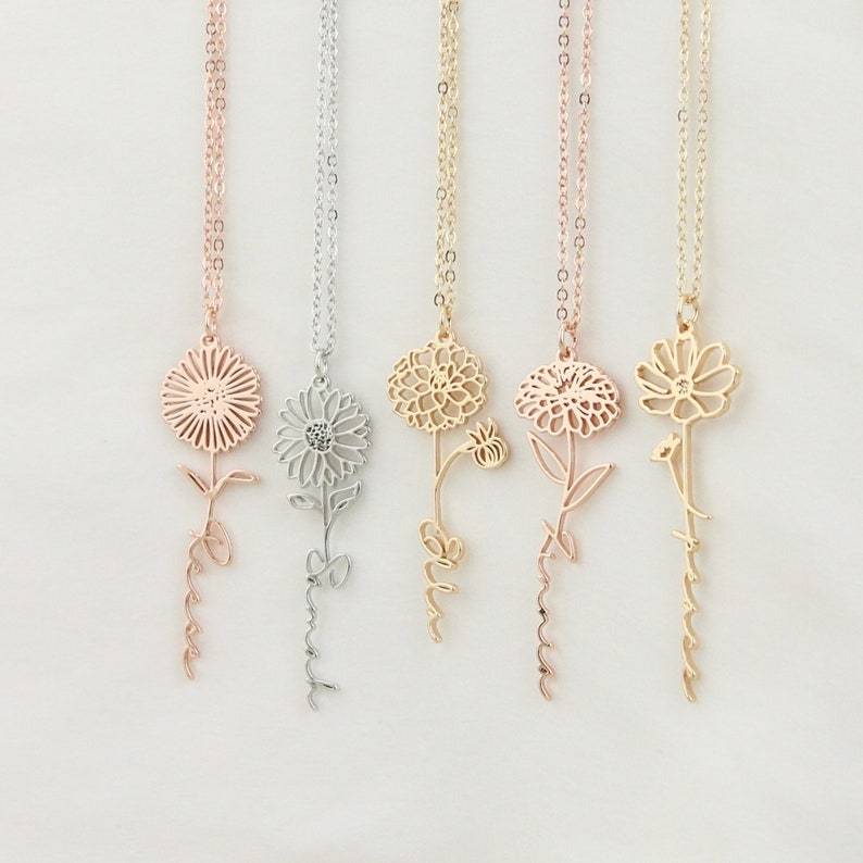 Birth Flower 誕生花 ネックレス 50以上の花シリーズ! - Fallook
