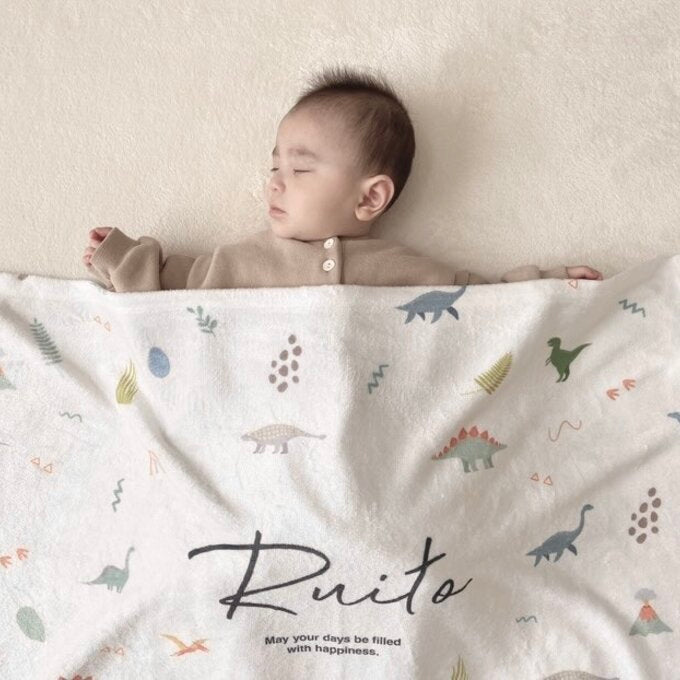 出産祝いに名前入り大判ブランケット★恐竜コレクション★ - Fallook