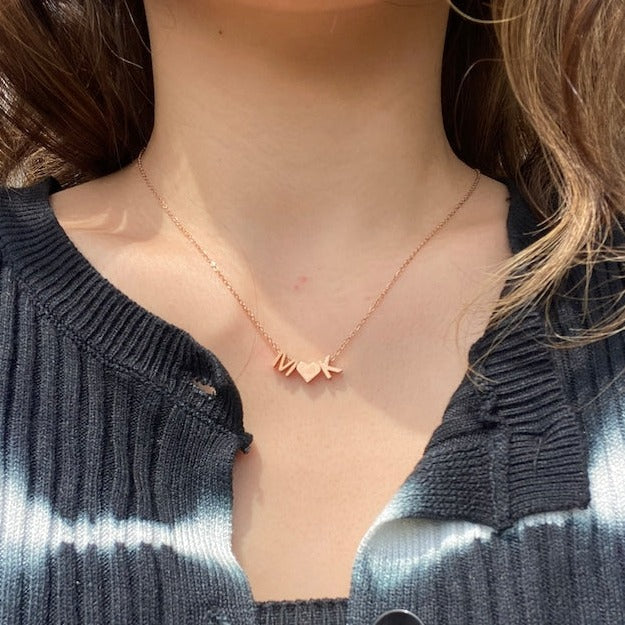 イニシャルハートネックレス - Fallook