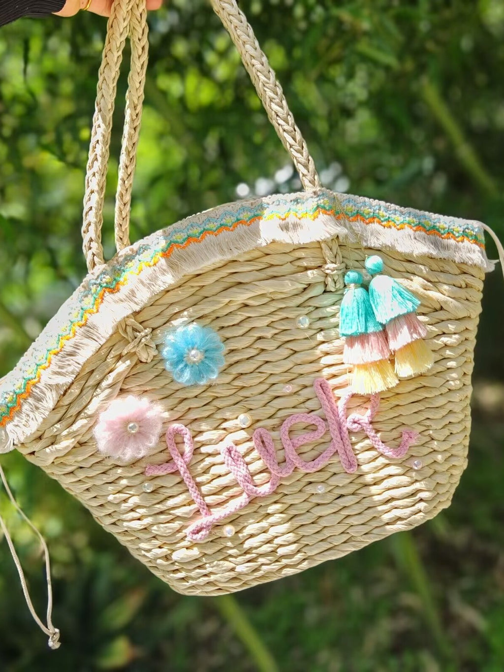 【オーダーメイド】名入れ　タッセルスタイル｜手作り　カゴバッグ｜誕生日 - Fallook