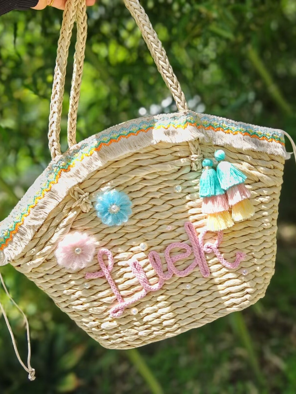【オーダーメイド】名入れ　タッセルスタイル｜手作り　カゴバッグ｜誕生日 - Fallook