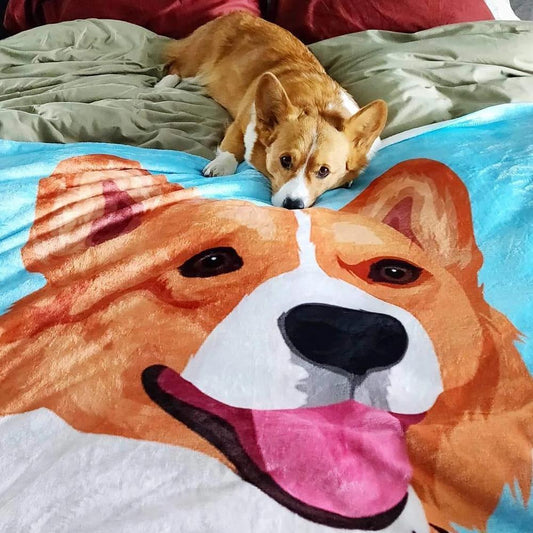 Custom Pet Photo Blanket - Personalized Painting Art Portrait Fleece Blanket - Dog