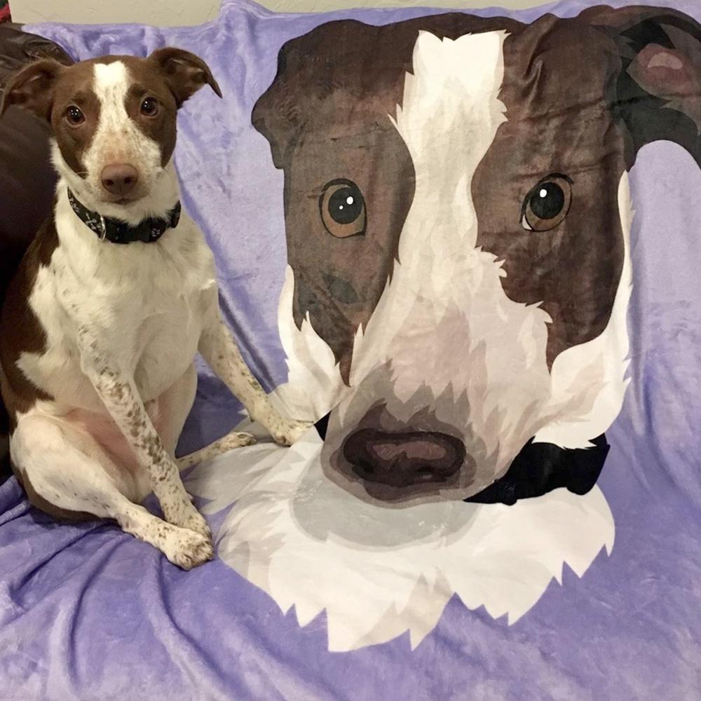 Custom Pet Photo Blanket - Personalized Painting Art Portrait Fleece Blanket - Dog