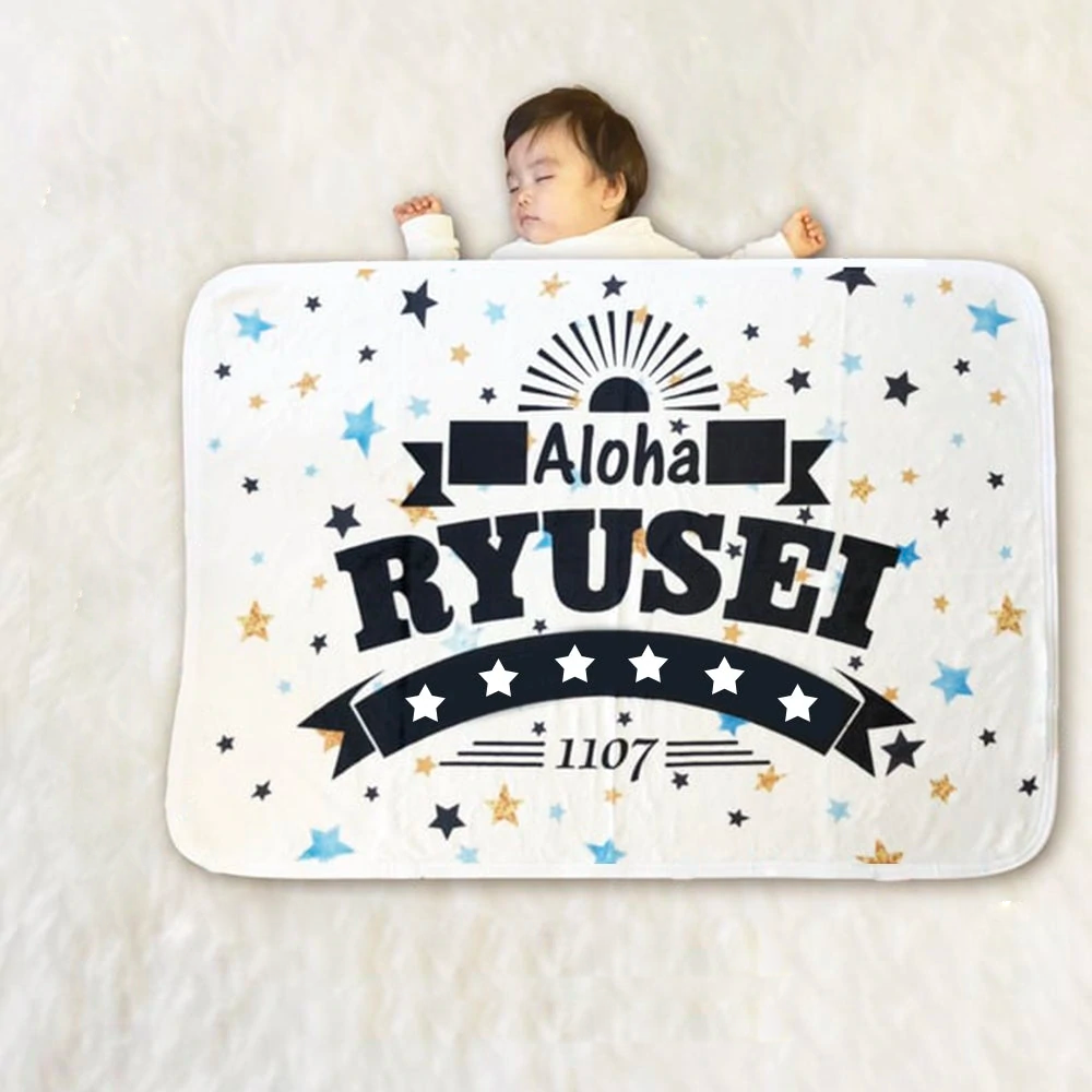 出産祝いに名前入りブランケット★ 最高なギフト★ 　星柄 - Fallook