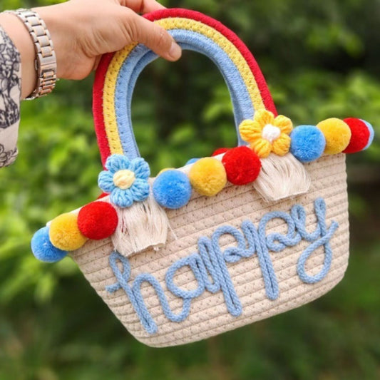 【オーダーメイド】名入れ　草編 ハンドバッグレインボーシリーズ - Fallook