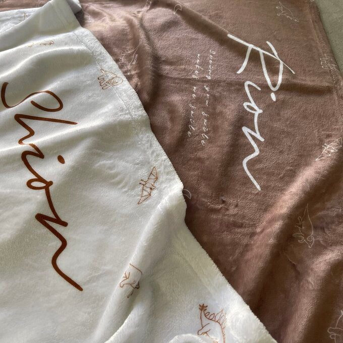 カスタマイズされた新生児の名前ブランケット·Plant（ナチュラル）·恐竜·無地 - Fallook