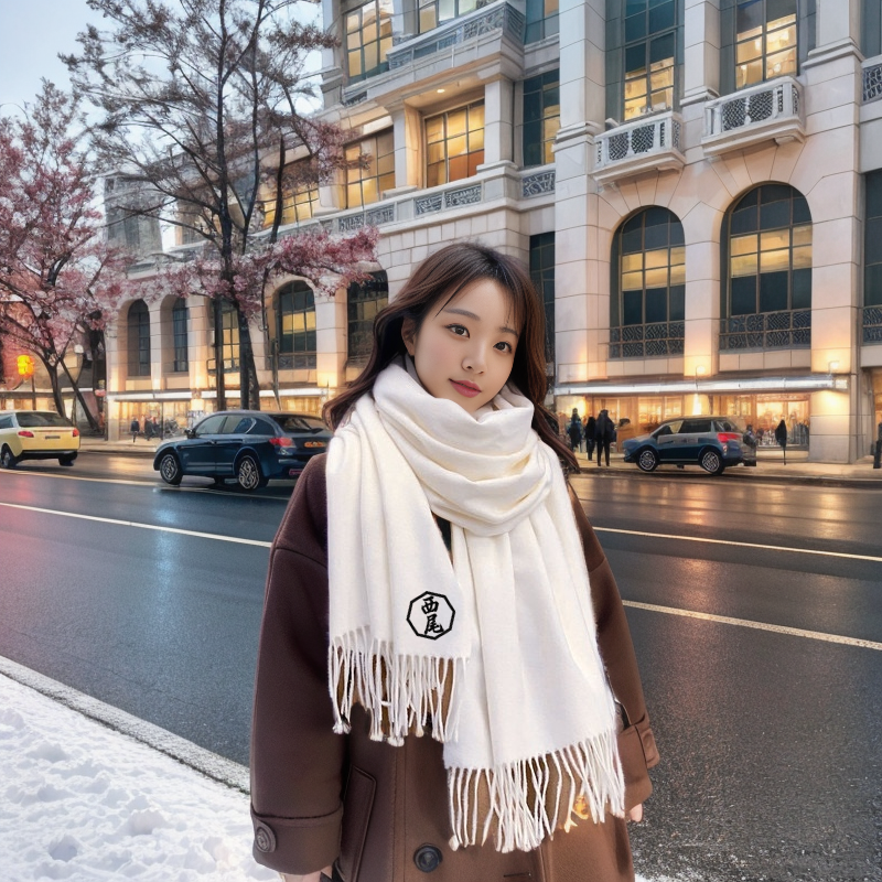 商店風－刺繍のカスタマイズマフラー - Fallook