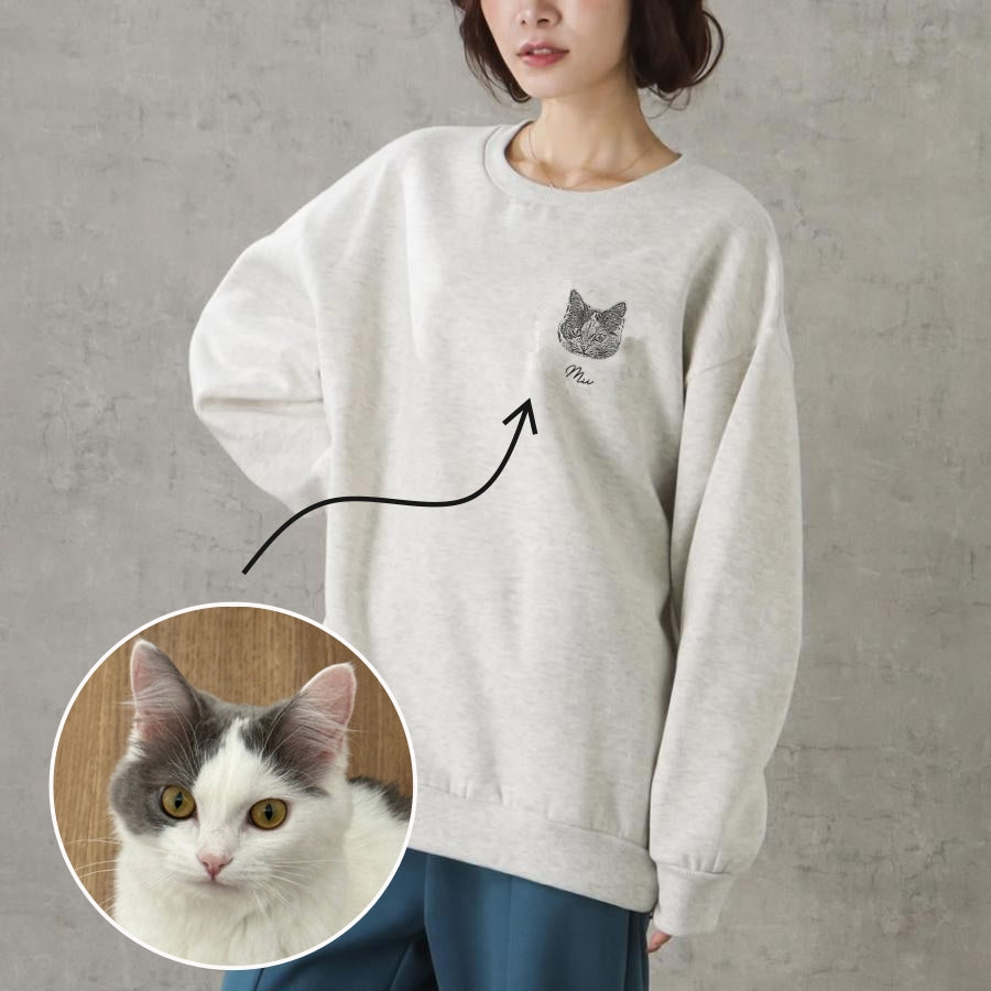 ❤️印絵♡愛犬・愛猫ペット・うちの子の写真オーダーメイドトレーナー 長袖 秋冬ウールを加えます - Fallook