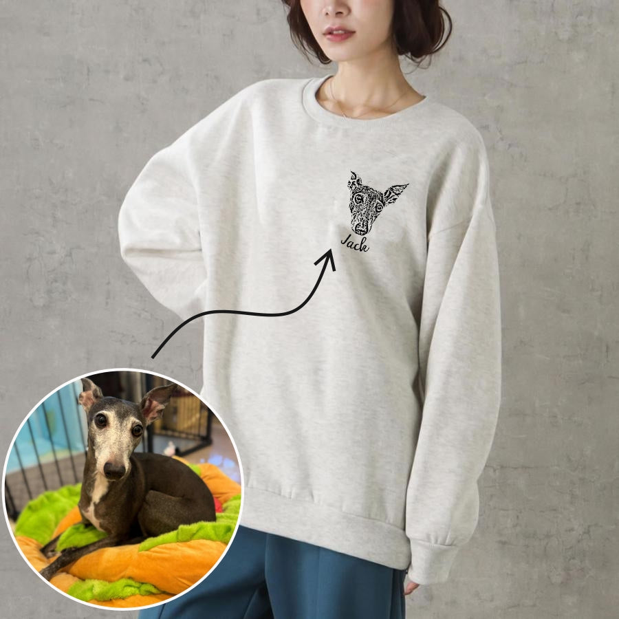 ❤️印絵♡愛犬・愛猫ペット・うちの子の写真オーダーメイドトレーナー 長袖 秋冬ウールを加えます - Fallook