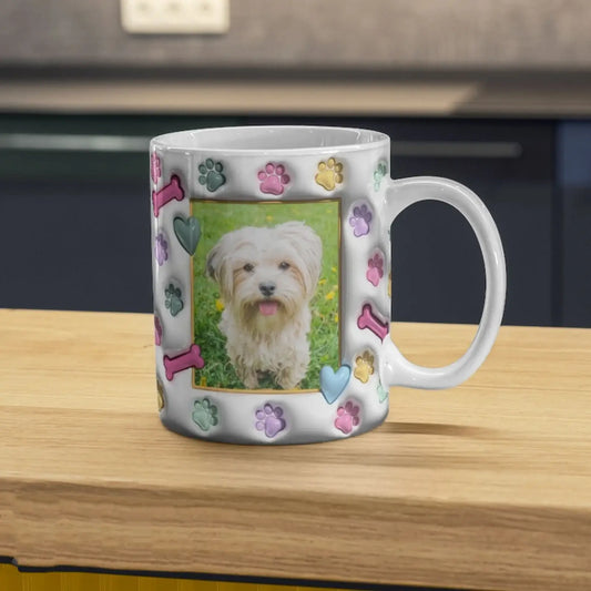 母の日祝 Dog Mom Dog Dad - 個性化された3D膨らませ効果プリントマグ クロースタイル ピン·白いマグカップク - Fallook