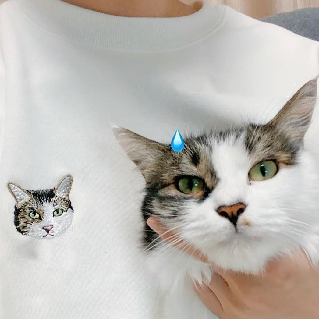 犬/猫/ペット/子供の写真 カラー刺繍 アバター を入れたカスタマイズされた長袖スウェットシャツ - Fallook