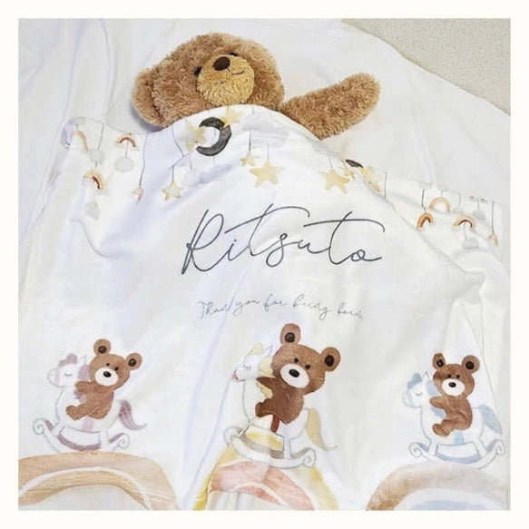 名前入りブランケット　）レインボー木馬 出産祝い　出生情報入れOK - Fallook