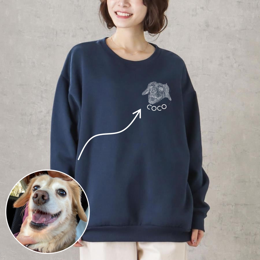 ❤️印絵♡愛犬・愛猫ペット・うちの子の写真オーダーメイドトレーナー 長袖 秋冬ウールを加えます - Fallook