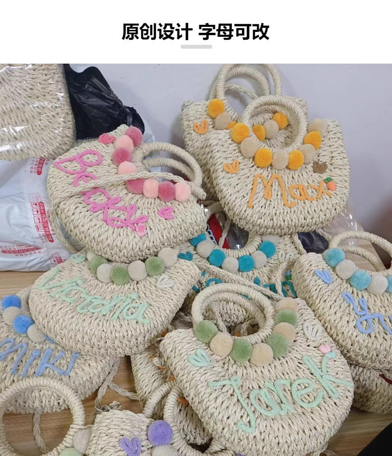 【オーダーメイド】名入れ　かわいい毛糸玉ハンドバッグ｜手作り　カゴバッグ｜誕生日　プレゼント - Fallook