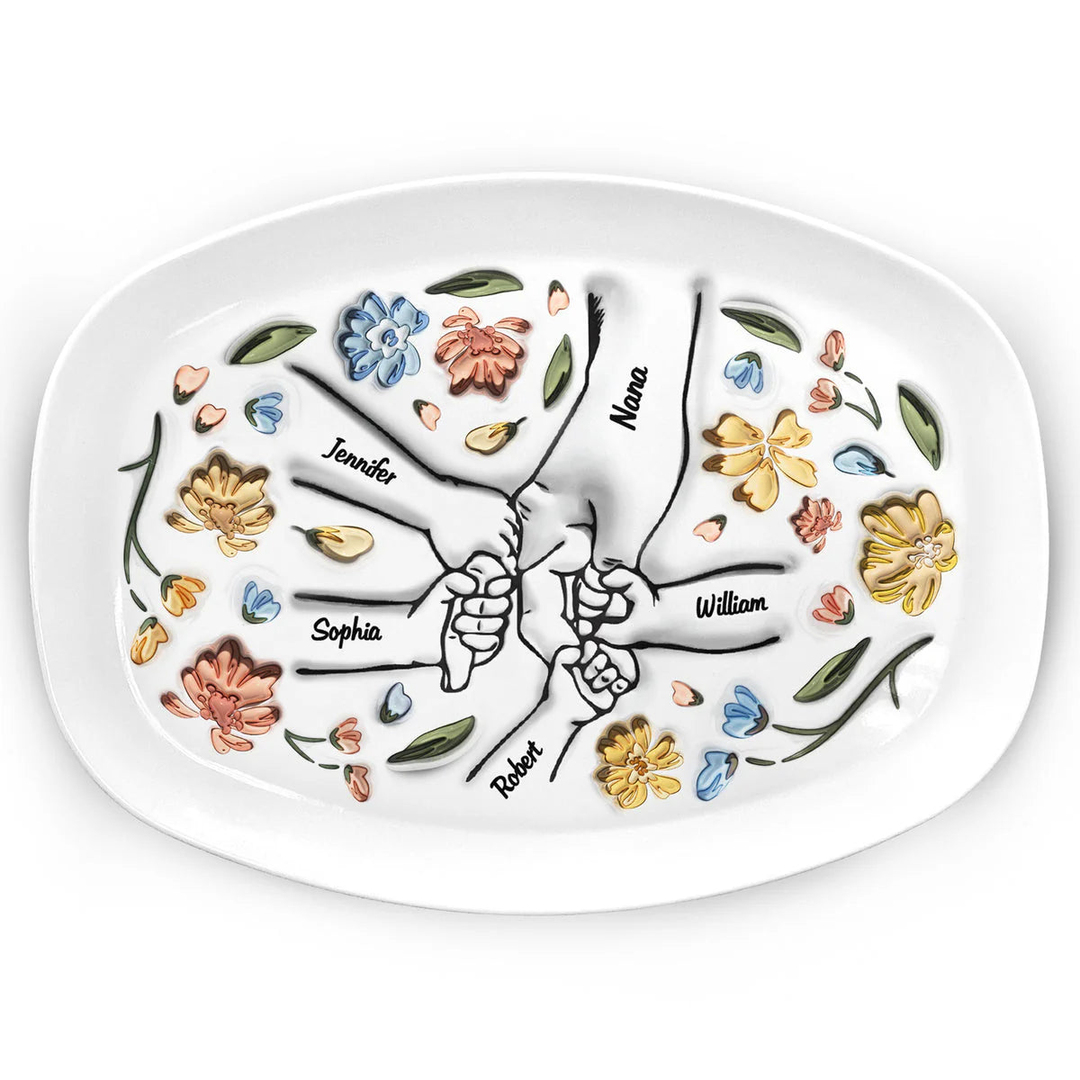 3D膨らませ効果プリントされた個性化されたプレート - 母親、おばあちゃんへの贈り物 - Fallook