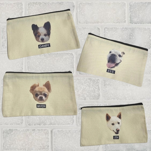 🐶🐱イメージがプリントされたカラフルなジッパーペンケース化粧品袋 - Fallook