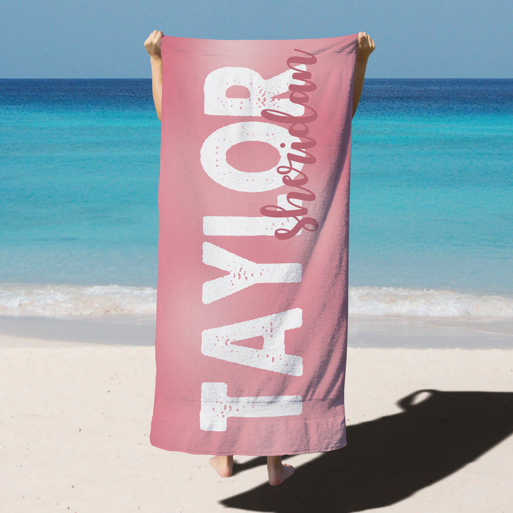 オリジナル名前入りビーチタオル ♪ カスタムの絞り染め名 - Fallook