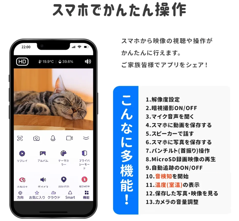 24時間録画 ネットワークカメラ 室内ペット、子供 留守番カメラ 防犯/監視/赤ち - Fallook