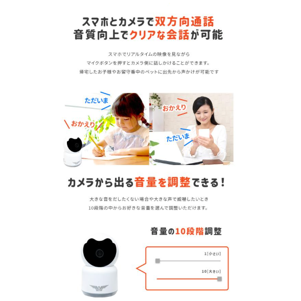 24時間録画 ネットワークカメラ 室内ペット、子供 留守番カメラ 防犯/監視/赤ち - Fallook