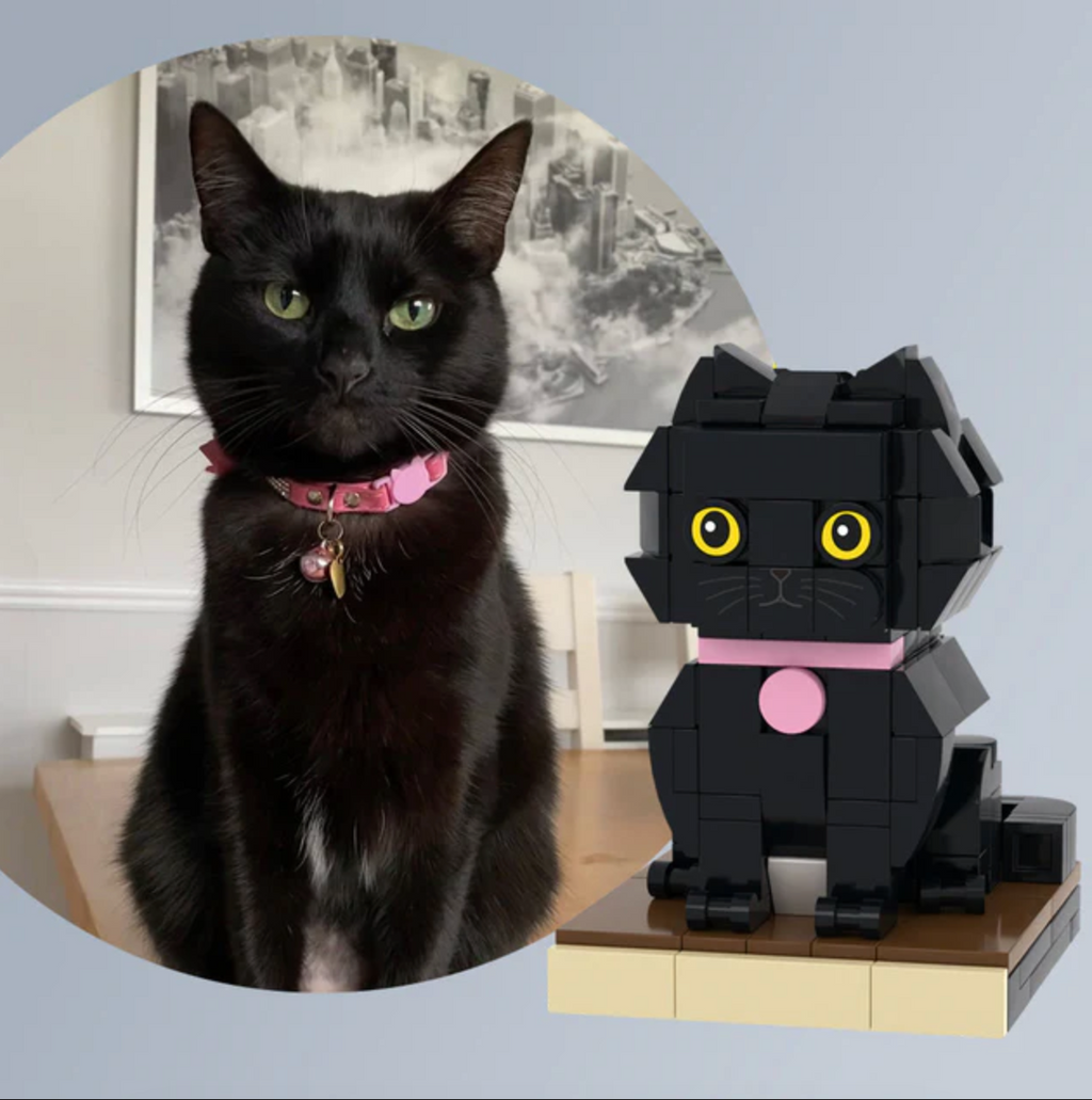 小さいブロックで作ったブロック人形の1黑猫のオーダーメイド - Fallook