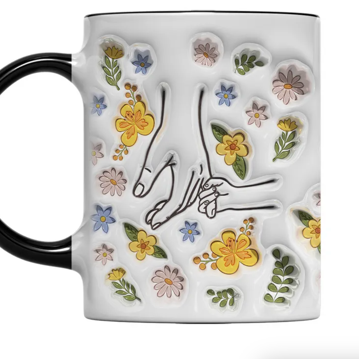 ファミリーの個人用カスタム3Dインフレータブル効果プリントアクセントマグ 淡いピンクの花 - Fallook