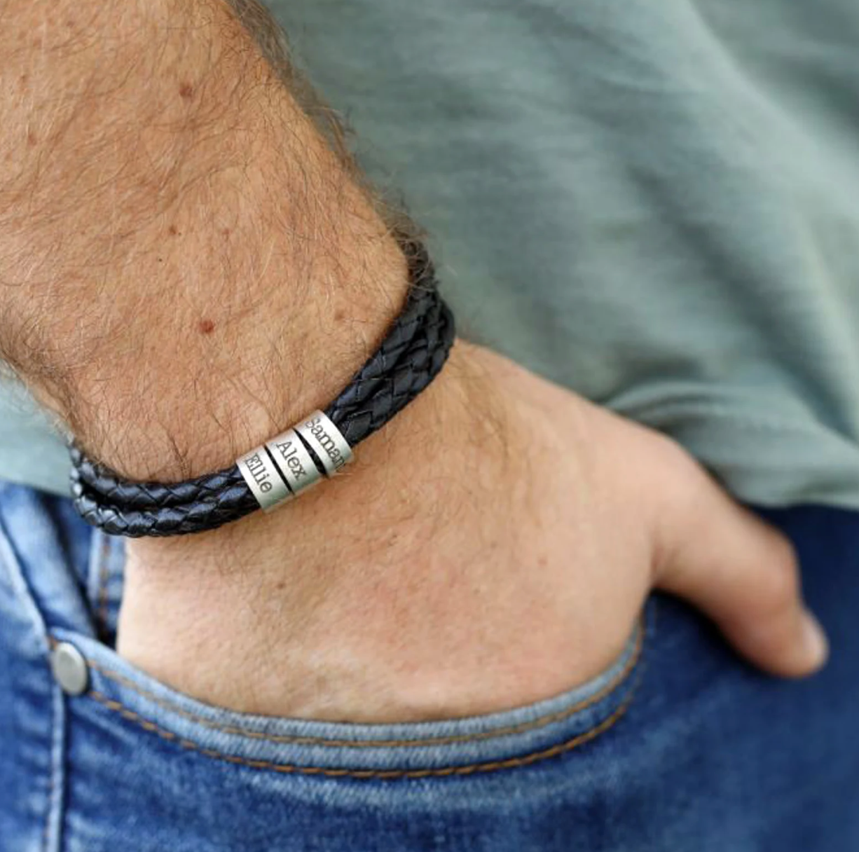 父の日にカスタマイズされたレザーブレスレット - Fallook