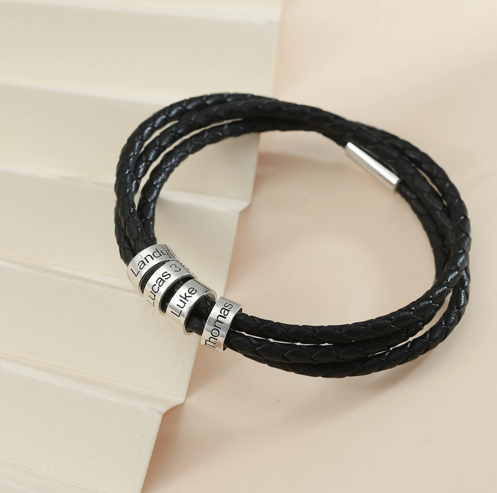 父の日にカスタマイズされたレザーブレスレット - Fallook