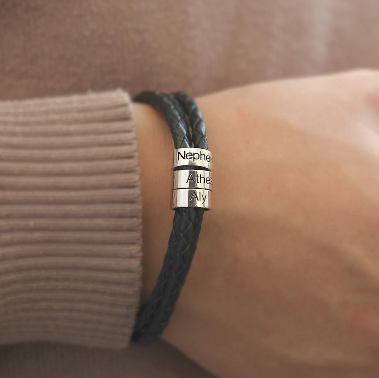 父の日にカスタマイズされたレザーブレスレット - Fallook