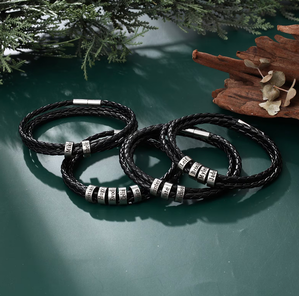 父の日にカスタマイズされたレザーブレスレット - Fallook