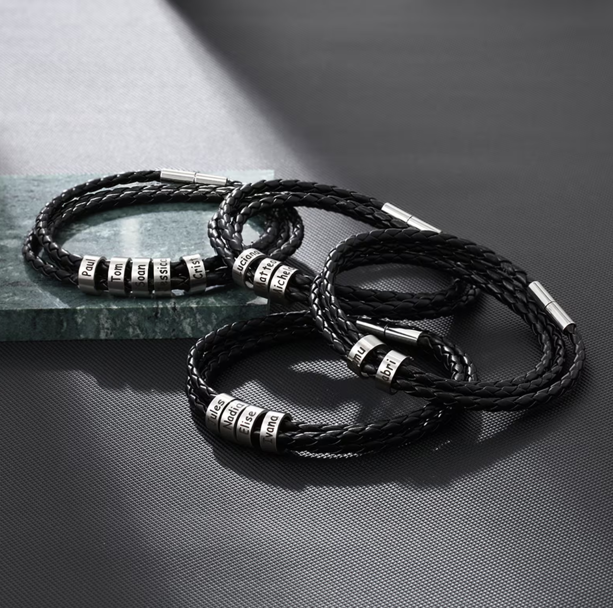 父の日にカスタマイズされたレザーブレスレット - Fallook