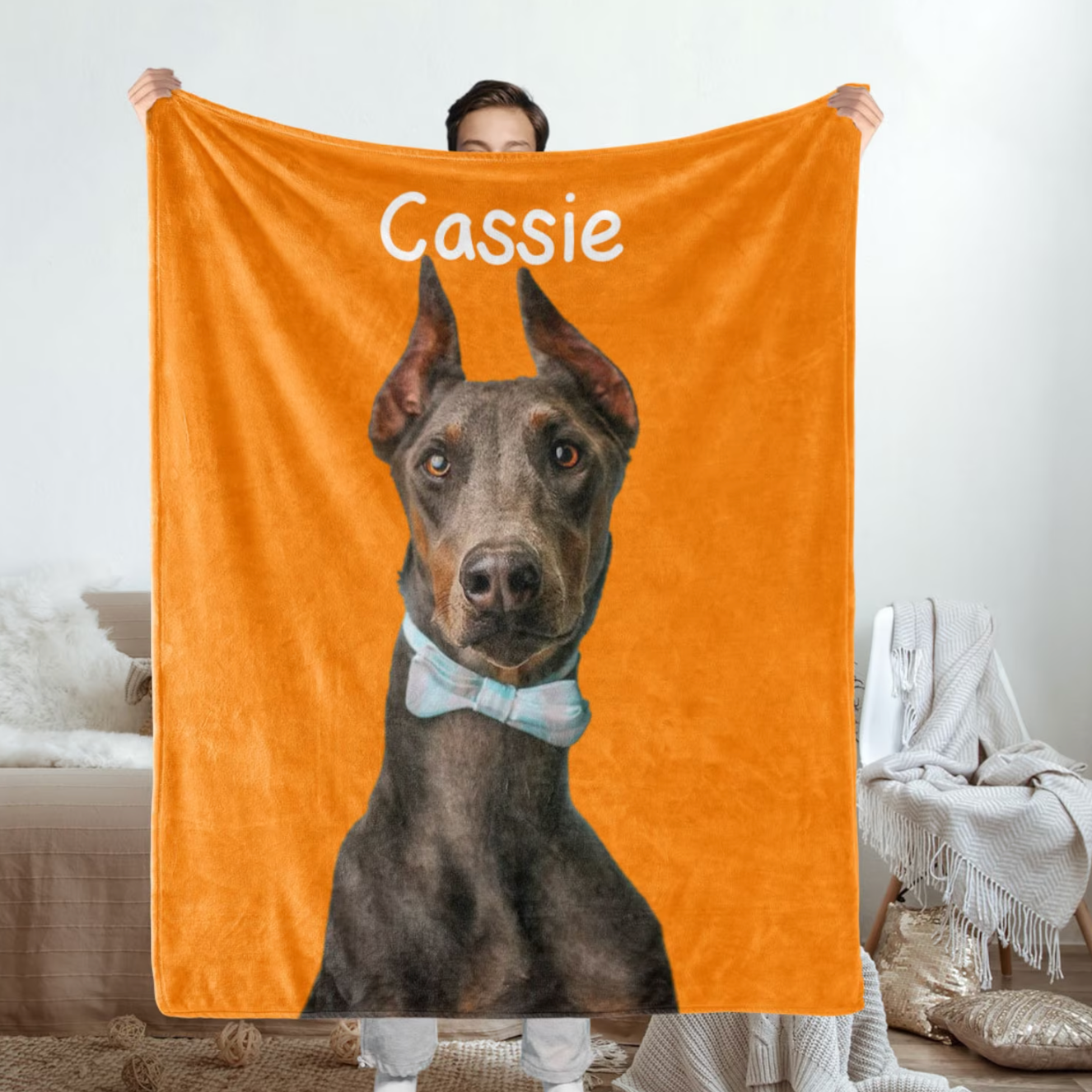 カスタムフォトブランケット-ペットの写真や名入れ可能なフリース毛布ギフト 大きなアバター - Fallook
