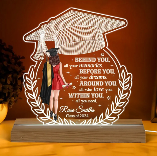 卒業-あなたのすべてのあなたの思い出の後ろに-パーソナライズされた形暖かいledナイトライト